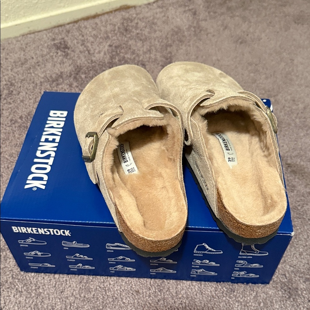 Birkenstock Beige Suede Slip-On Shoes